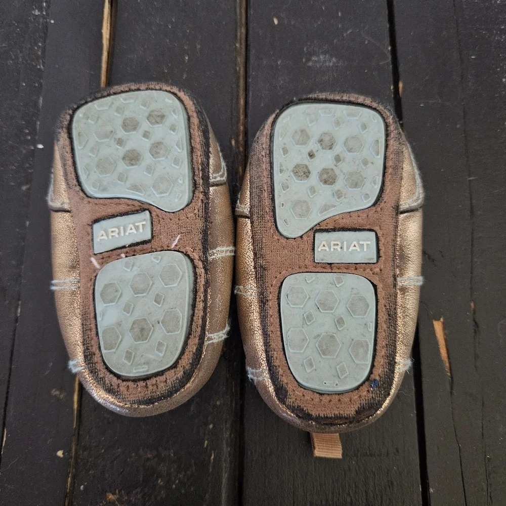 Ariat Baby Crib Shoes Leopard Cactus Moccasins Brown Gold and Blue